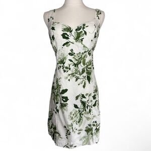 ABERCROMBIE & FITCH Corset Seam Sweetheart Floral Linen Blend Mini Dress | Sz M